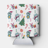 Katten met kerst grillig patroon blikjeskoeler (Achterkant)
