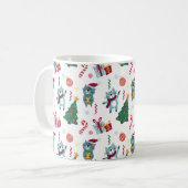 Katten met kerst grillig patroon koffiemok (Voorkant links)