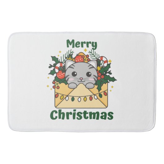 Katten met kerstbrief winterdieren badmat (Voorkant)
