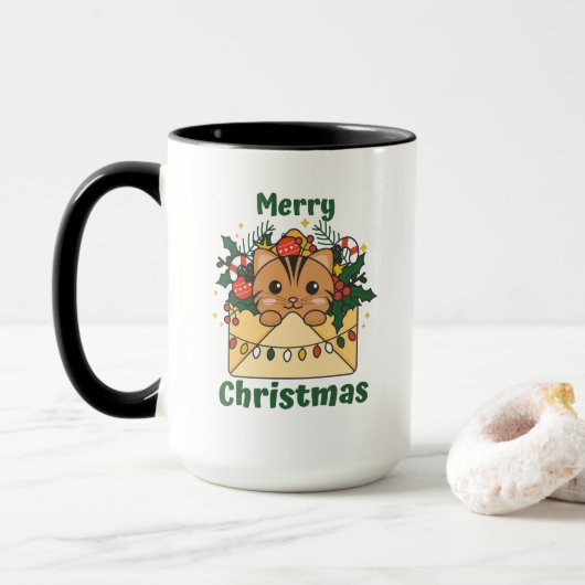 Katten met kerstbrief winterdieren mok (Met donut)