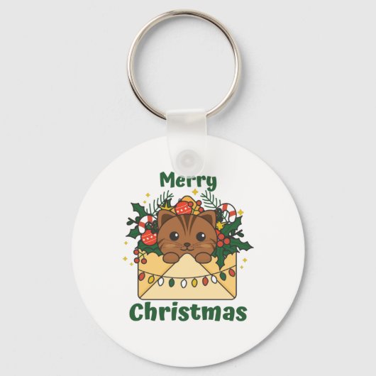 Katten met kerstbrief winterdieren sleutelhanger (Voorkant)