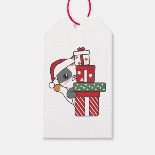 Katten met kerstcadeaus Winterdieren Cadeaulabel (Voorkant)