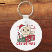 Katten met kerstcadeaus Winterdieren Sleutelhanger (Voorkant)