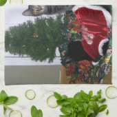 Katten met kerstkeukenhanddoeken theedoek (Gevouwen)