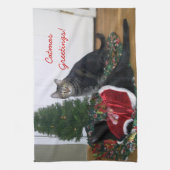 Katten met kerstkeukenhanddoeken theedoek (Verticaal)