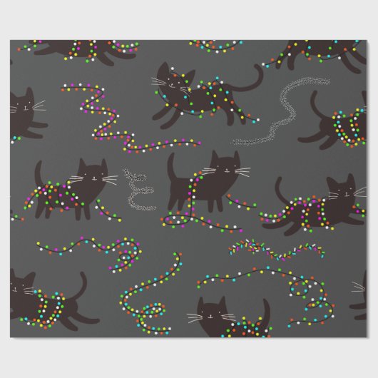 Katten met kerstlampglas cadeaupapier (Vlak)