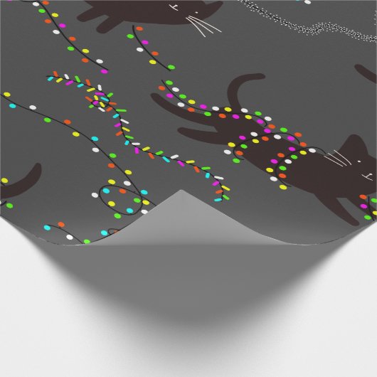 Katten met kerstlampglas cadeaupapier (Hoek)