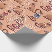 Katten met kerstlampjes cadeaupapier (Hoek)