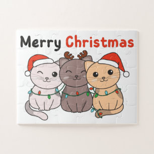 Katten met kerstmis Dieren Cute Cats Merry Kerstmi Legpuzzel