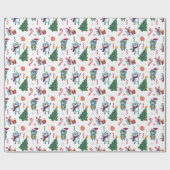 Katten met Kerstmis Fantasiepatroon Cadeaupapier (Vlak)