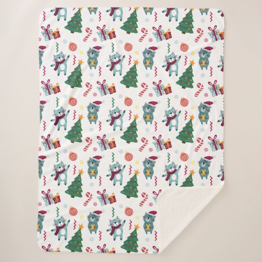 Katten met Kerstmis Fantasiepatroon Sherpa Deken (Voorkant)
