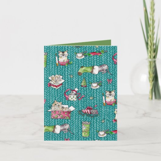 Katten met kerstmis feestdagen kaart (Voorkant)