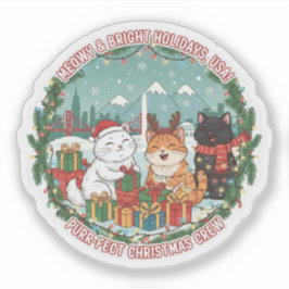 Katten met Kerstmis – Fel Holiday Plezier USA Stic Sticker