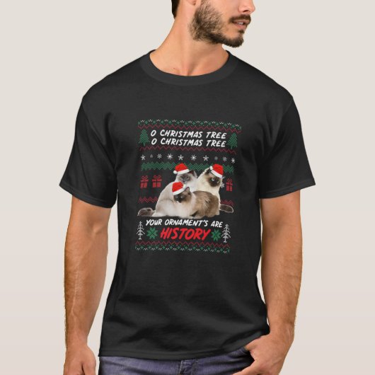 Katten met Kerstmis Funny Ornaments Birman Lovers T-shirt (Voorkant)