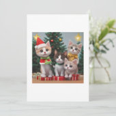 Katten met Kerstmis Kaart (Staand voorkant)
