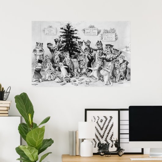 Katten met Kerstmis Louis Wain Poster (Thuiskantoor)