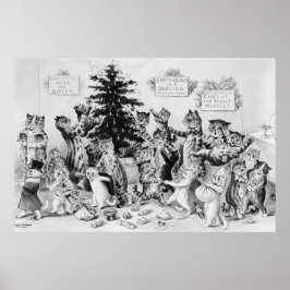 Katten met Kerstmis Louis Wain Poster