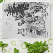 Katten met Kerstmis Louis Wain Theedoek (Gevouwen)