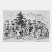 Katten met Kerstmis Louis Wain Theedoek (Horizontaal)