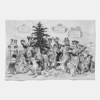 Katten met Kerstmis Louis Wain Theedoek