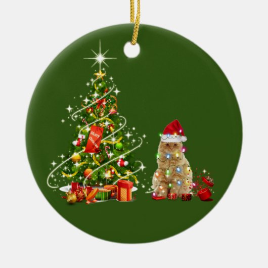 Katten met kerstmis met Pet Keramisch Ornament (Voorkant)