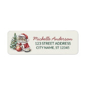 Katten met Kerstmuts Kerstboom Retouradres Etiket (Voorkant)