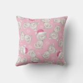 Katten met Kerstmuts Roze Kerstmis Kussen (Achterkant)