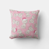 Katten met Kerstmuts Roze Kerstmis Kussen (Voorkant)