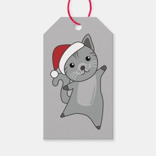 Katten met kerstwinter winterdieren Labels met cad Cadeaulabel (Voorkant)