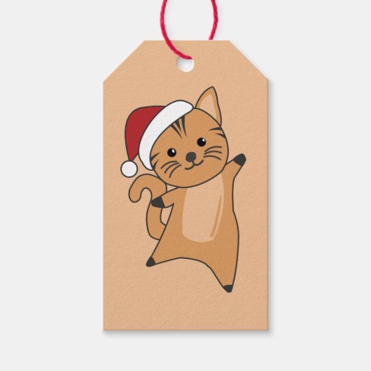 Katten met kerstwinter winterdieren Labels met cad Cadeaulabel (Voorkant)