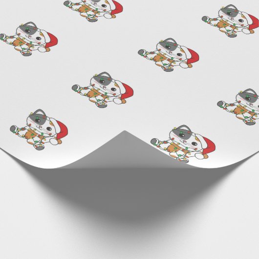 Katten met kerstwinterdieren cadeaupapier (Hoek)