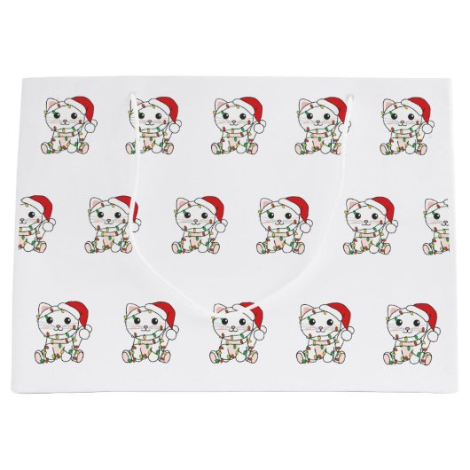 Katten met kerstwinterdieren groot cadeauzakje (Voorkant)