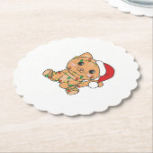 Katten met kerstwinterdieren kartonnen onderzetters (Gekanteld)