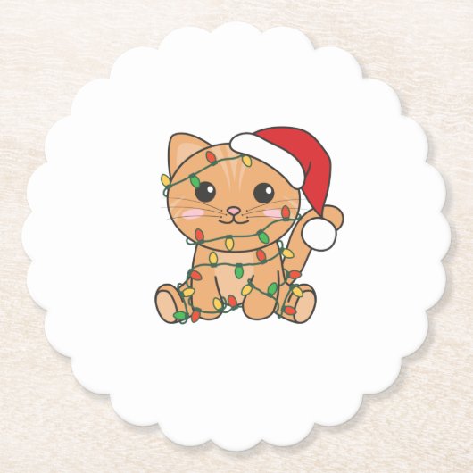 Katten met kerstwinterdieren kartonnen onderzetters (Voorkant)