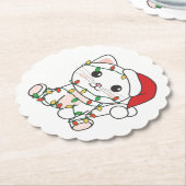 Katten met kerstwinterdieren kartonnen onderzetters (Gekanteld)