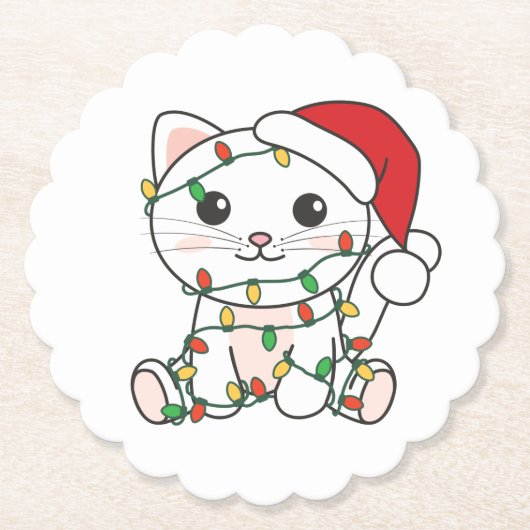Katten met kerstwinterdieren kartonnen onderzetters (Voorkant)