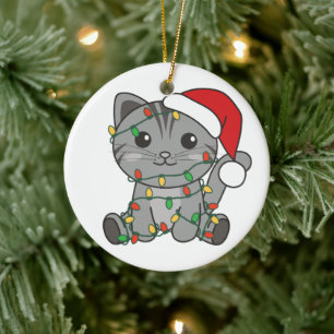 Katten met kerstwinterdieren keramisch ornament