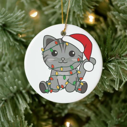 Katten met kerstwinterdieren keramisch ornament (Boom)