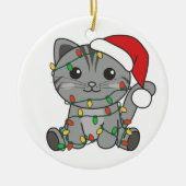 Katten met kerstwinterdieren keramisch ornament (Voorkant)