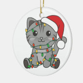 Katten met kerstwinterdieren keramisch ornament (Links)