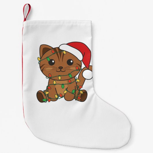 Katten met kerstwinterdieren kleine kerstsok (Voorkant)