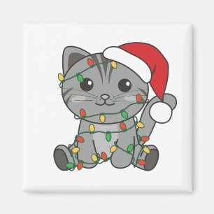 Katten met kerstwinterdieren magneet