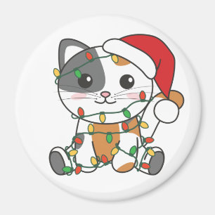 Katten met kerstwinterdieren magneet