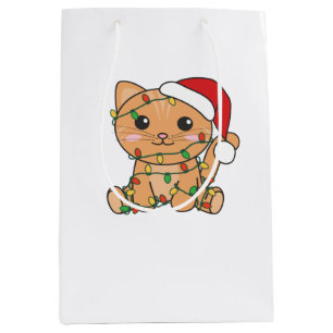 Katten met kerstwinterdieren medium cadeauzakje