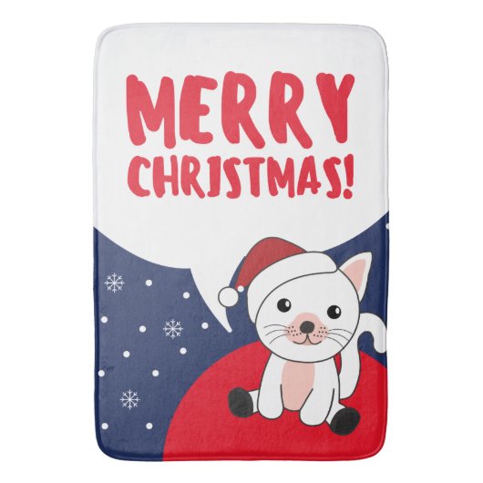 Katten met kerstwintersneeuw badmat (Voorkant Verticaal)