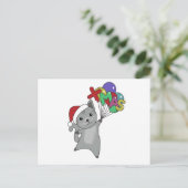 Katten met kerstwintersneeuw briefkaart (Staand voorkant)