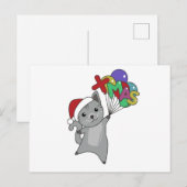 Katten met kerstwintersneeuw briefkaart (Voorkant / Achterkant)