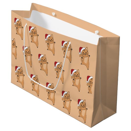Katten met kerstwintersneeuw groot cadeauzakje (Voorkant Gekanteld)