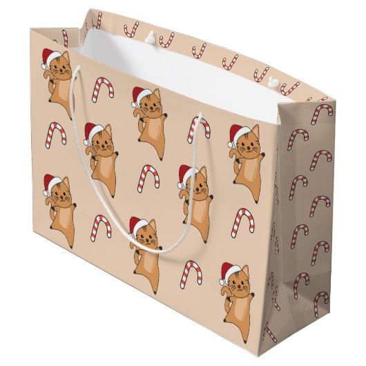 Katten met kerstwintersneeuw groot cadeauzakje (Achterkant Gekanteld)