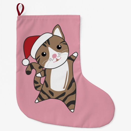 Katten met kerstwintersneeuw grote kerstsok (Voorkant)